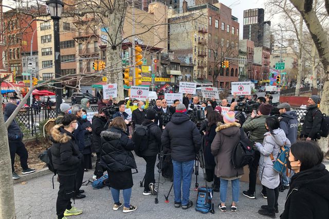 Local residents and activists rally in Chinatown against anti-Asian hate crime March 1, following the fourth death in the city in two months of a person of Asian descent as a result of a criminal attack.